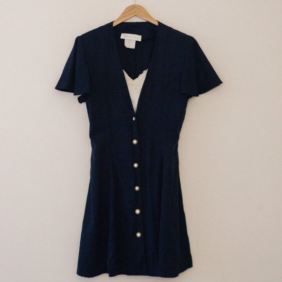 Authentic Vintage Vittoria Virini Navy Dress - Picture 4 of 10
